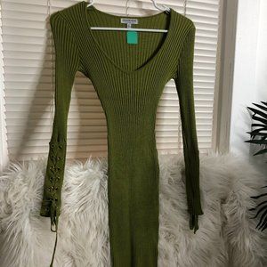 Lace Up  Green Dress